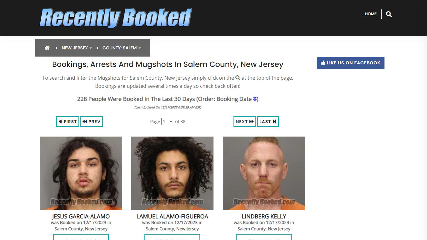 Bookings, Arrests and Mugshots in Salem County, New Jersey