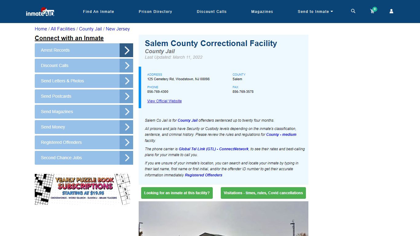 Salem County Correctional Facility - Inmate Locator - Woodstown, NJ